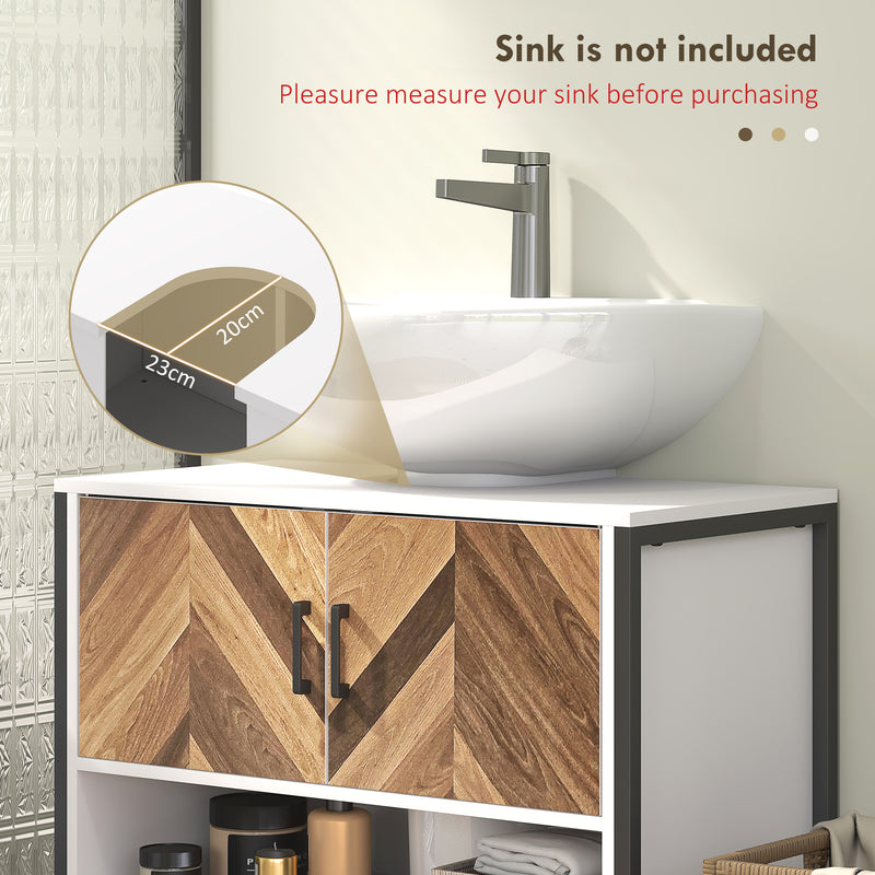 HOMCOM Bathroom Under Sink Cabinet for Basin with or without Pedestal Cream