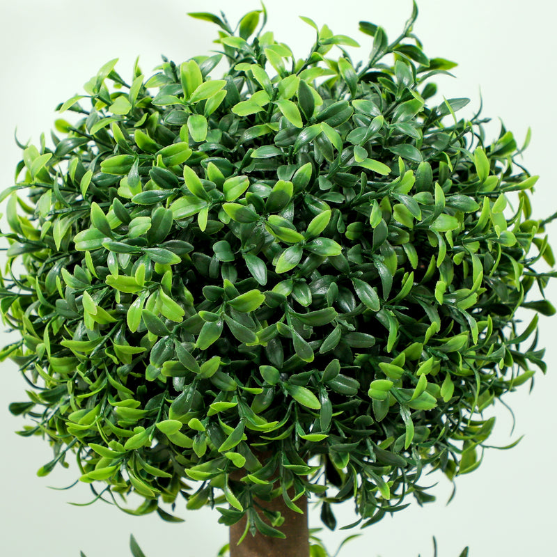 HOMCOM Set of 2 Decorative Artificial Plants Boxwood Trees in Pot, Green