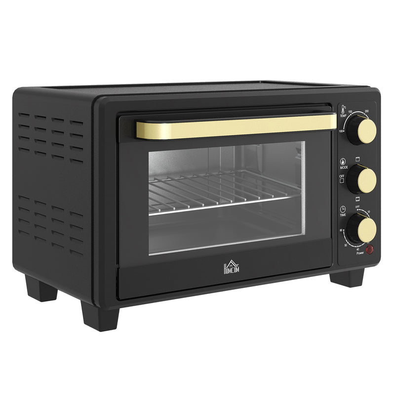 HOMCOM Mini Oven 16L Countertop Oven w/ Adjustable Temp Timer 1400W, Black