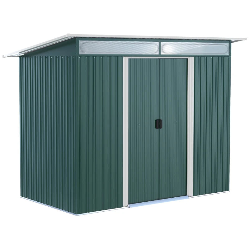 Outsunny Metal Garden Shed 260L x 133W x 200Hcm - Green