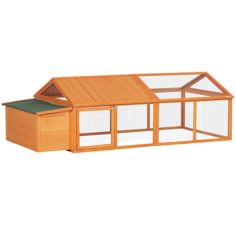 PawHut Wooden Chicken Run with Nesting Box, Openable Roof, for 4-8 Chickens