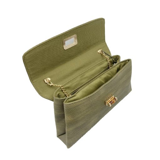 Belle Bamboo Handle Bag - Green