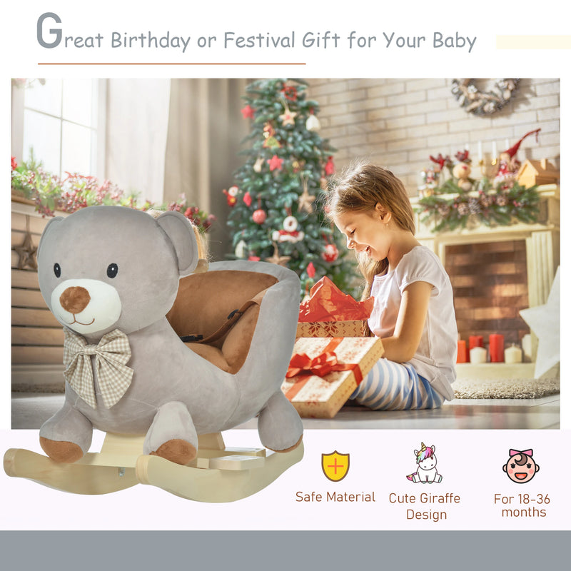 HOMCOM Children's Rocking Bear - Grey