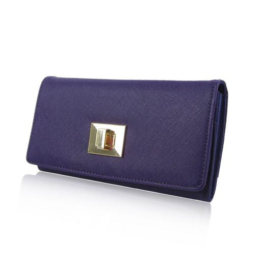 Bow Trim Long Purse - Purple