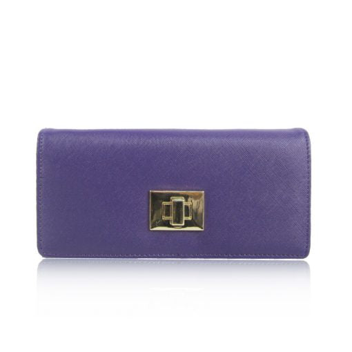 Bow Trim Long Purse - Purple