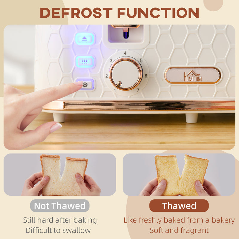 HOMCOM Toaster with 4 Slot, 7 Browning Levels, 1600W, Honeycomb