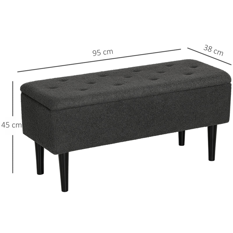 HOMCOM 15 Inch Ottoman Storage Box With 47L Storage Capacity