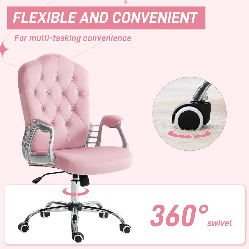 Vinsetto Home Office Chair with Adjustable Height Tilt Function Pink