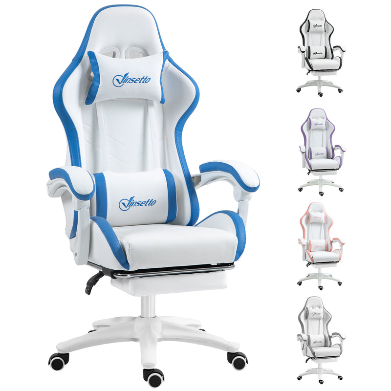 Vinsetto Racing Style Gaming Chair with Reclining Function Footrest, Blue