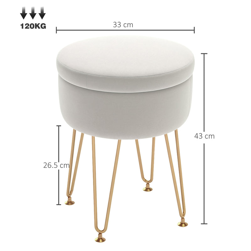 HOMCOM 5L Velvet Footstool with Removable Lid for Bedroom