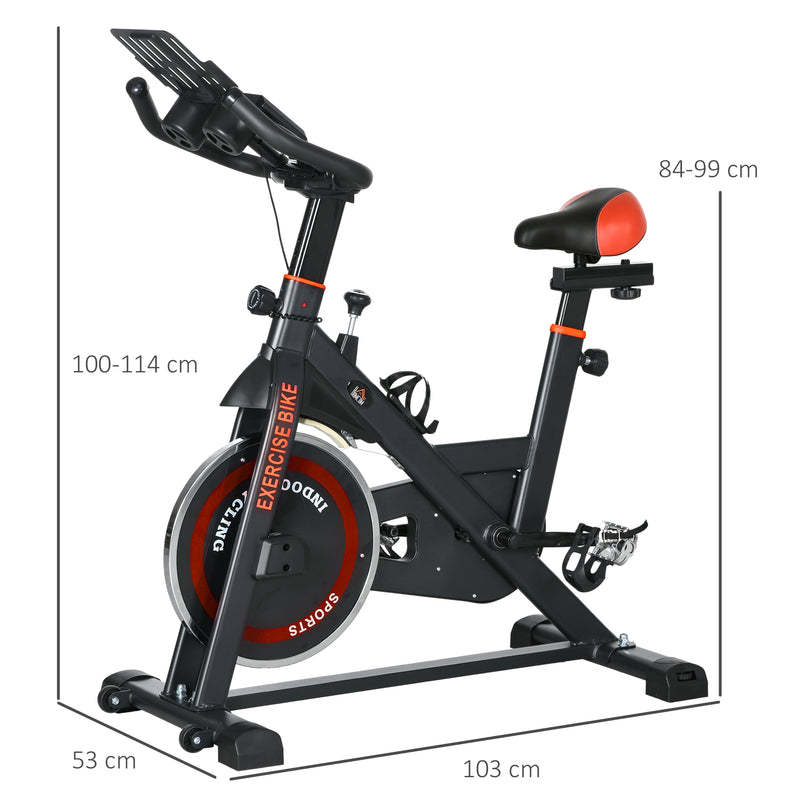 HOMCOM 8kg Flywheel Exercise Bike with Adjustable Height, Resistance, Black