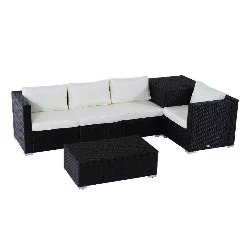 Outsunny Rattan Corner Sofa Set - Black