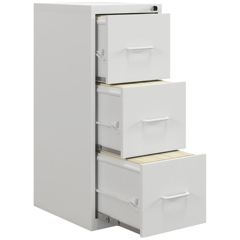 3 Drawer Filing Cabinet with Adjustable Hanging Bar for A4 and Letter Size White