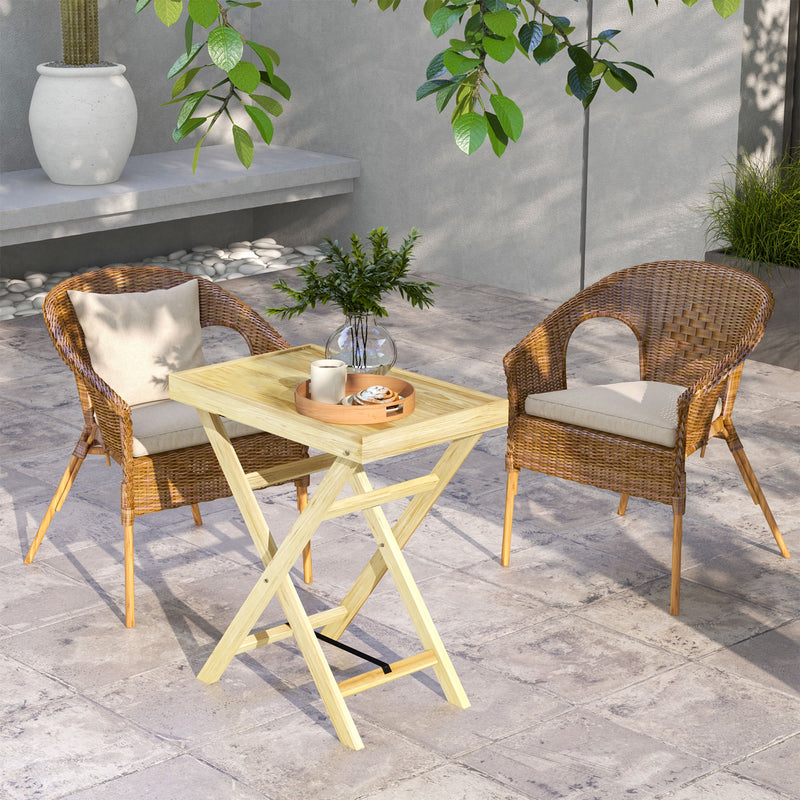 Outsunny Wooden Garden Table, Outdoor Side Table 68cmx44cmx75cm, Natural