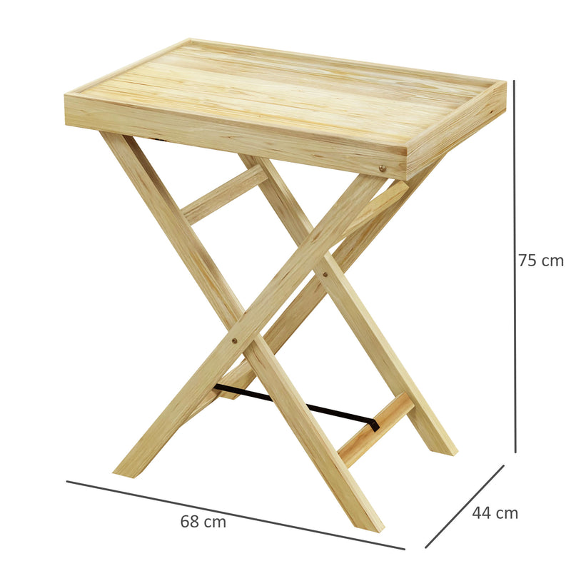 Outsunny Wooden Garden Table, Outdoor Side Table 68cmx44cmx75cm, Natural