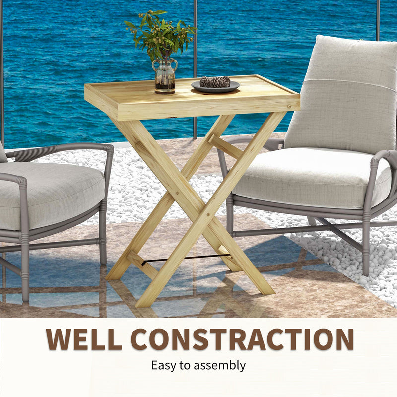 Outsunny Wooden Garden Table, Outdoor Side Table 68cmx44cmx75cm, Natural