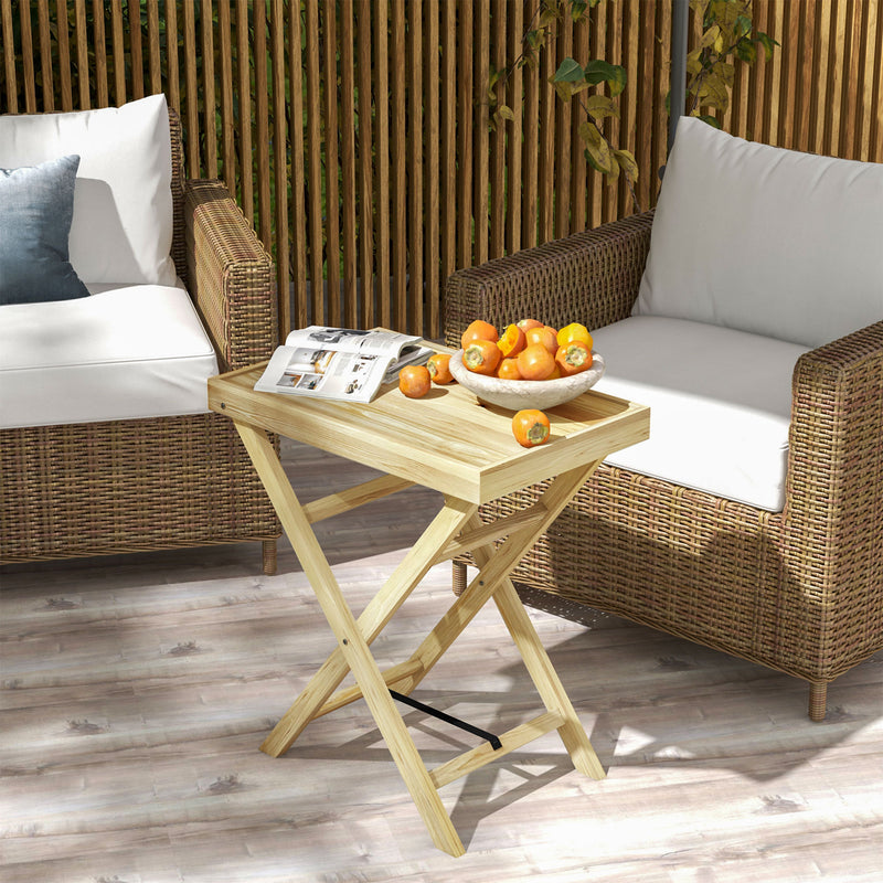 Outsunny Wooden Garden Table, Outdoor Side Table 68cmx44cmx75cm, Natural