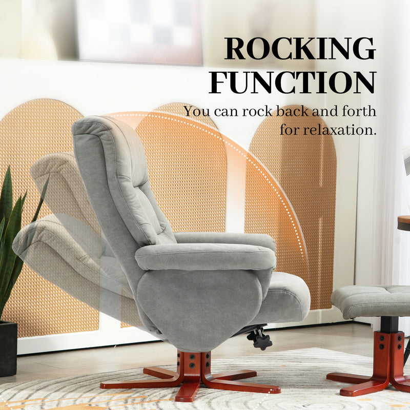 Recliner Chair with Footstool, Backrest Adjustable Armchair, Grey