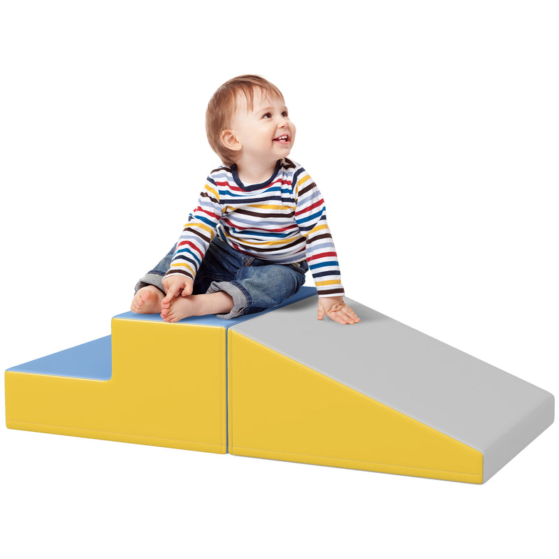 HOMCOM 2 Piece Soft Grey Play Set for Toddler Climb and Crawl