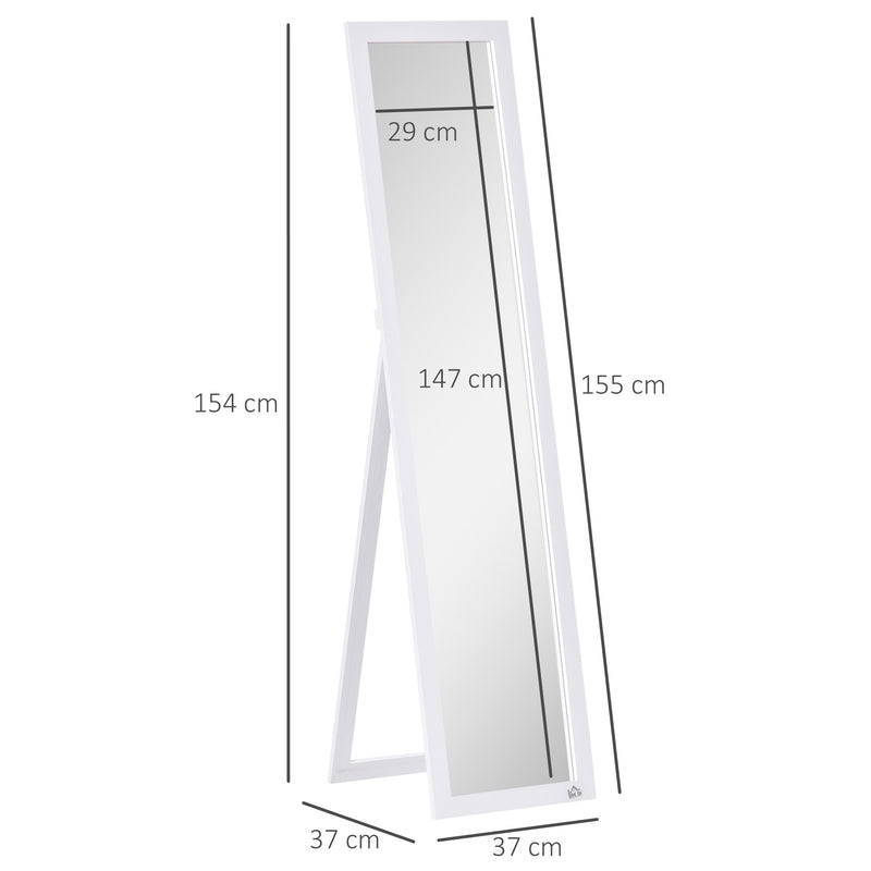 Full Length Mirror, Free Standing or Wall-Mounted Tall Mirror for Bedroom White