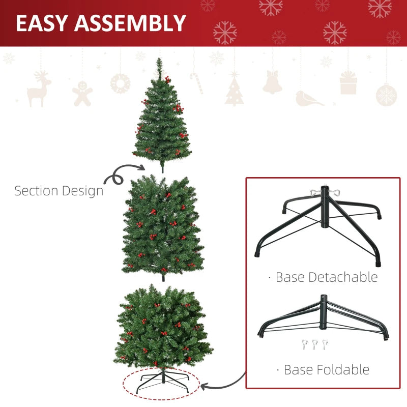 HOMCOM 7ft Green  Prelit  Artificial Pencil Christmas Tree