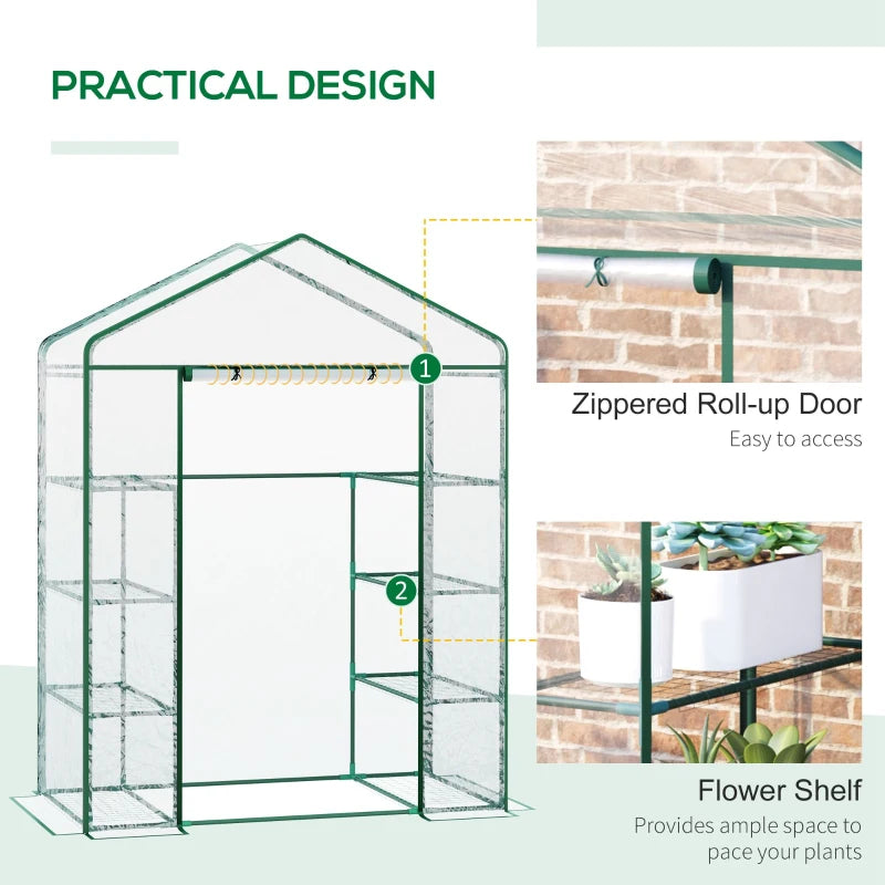 Outsunny Mini Greenhouse with 4 Tier 143 L x 73W x 195H cm