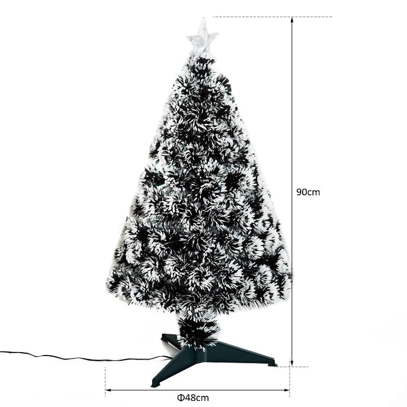 Christmas Time 3ft 90cm Green/White Artificial Christmas Tree W/ Prelit LED Lights-Multicolor