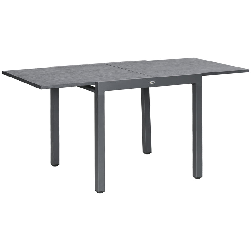 Outsunny Extendable Garden Table for 6 with Aluminium Frame for Patio, Balcony