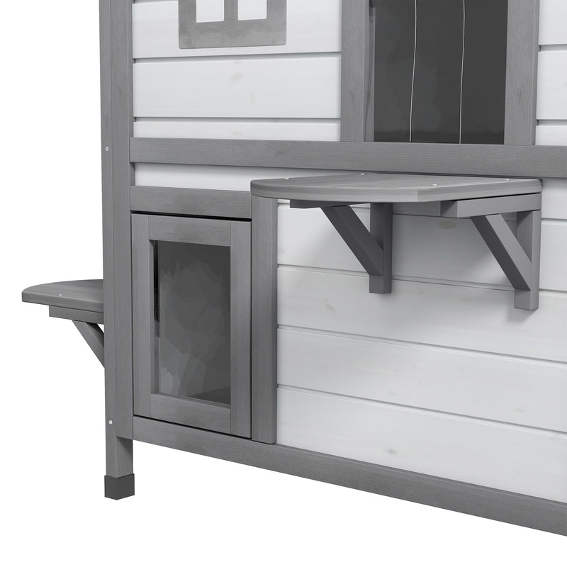 PawHut Kitten Condo with Openable Roof, Catio Enclosure Furniture, White