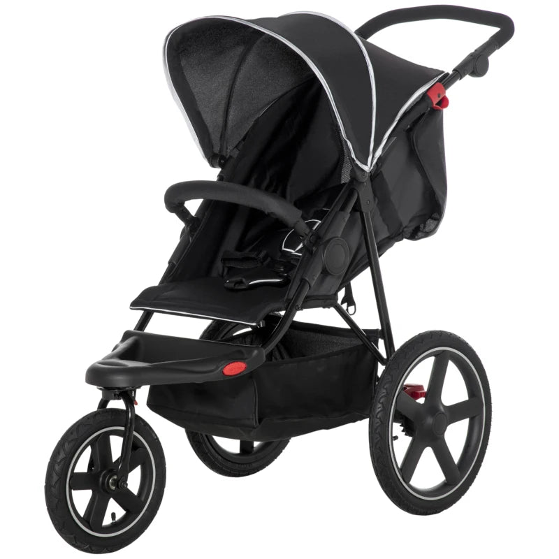 HOMCOM Three Wheeler Pushchair - Stroller - Pram - Black