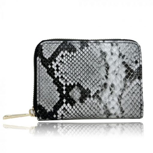 Snake Print Short Purse - Grey