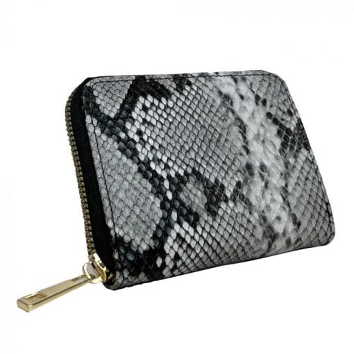 Snake Print Short Purse - Grey