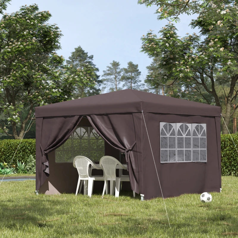 Outsunny  Gazebo 3mx3m - Coffee coloured shelter