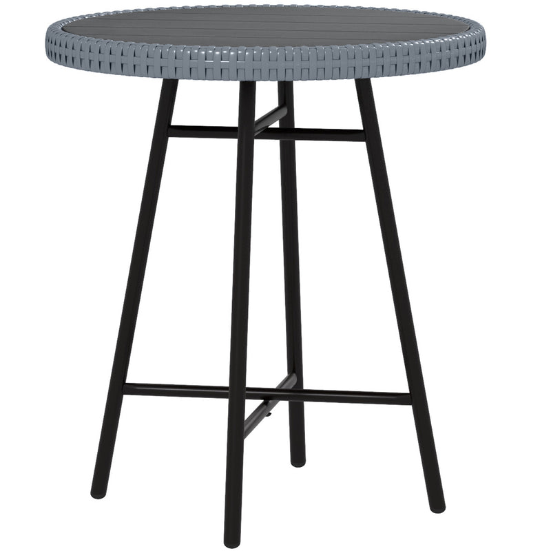 Outsunny PE Rattan Side Table for Indoor, Outdoor, Balcony, Patio, Grey