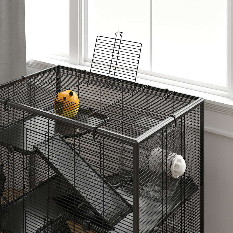 PawHut 4 Tiers Hamster Cage w/ Deep Tempered Glass Bottom 78.5 x 48.5 x 80cm