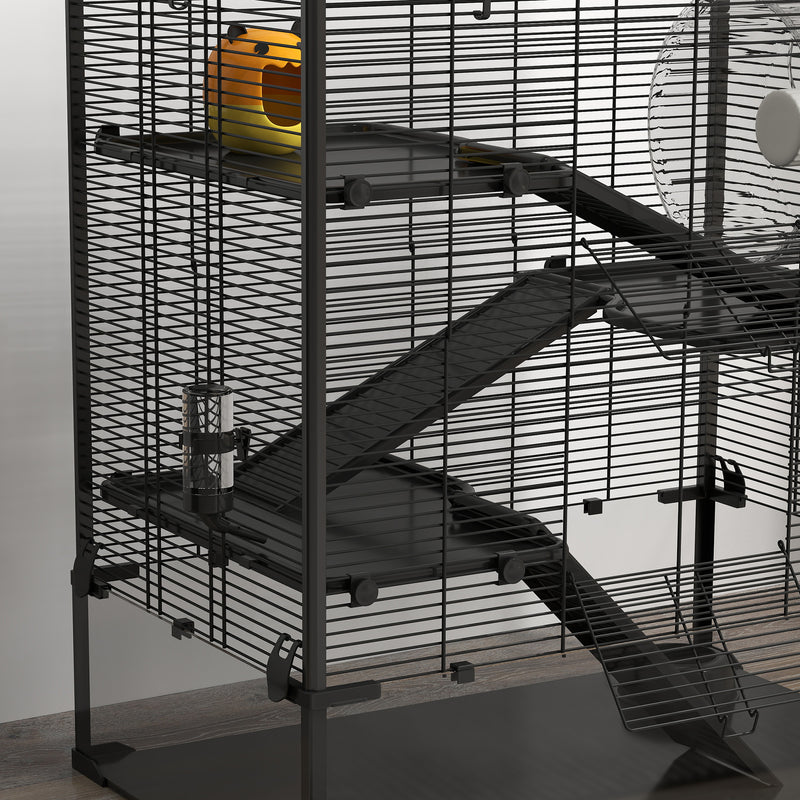 PawHut 4 Tiers Hamster Cage w/ Deep Tempered Glass Bottom 78.5 x 48.5 x 80cm