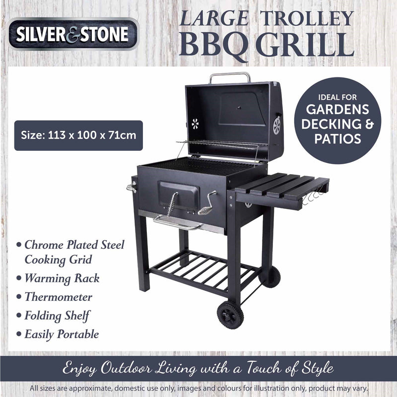 Large Charcoal Trolley Bbq Grill