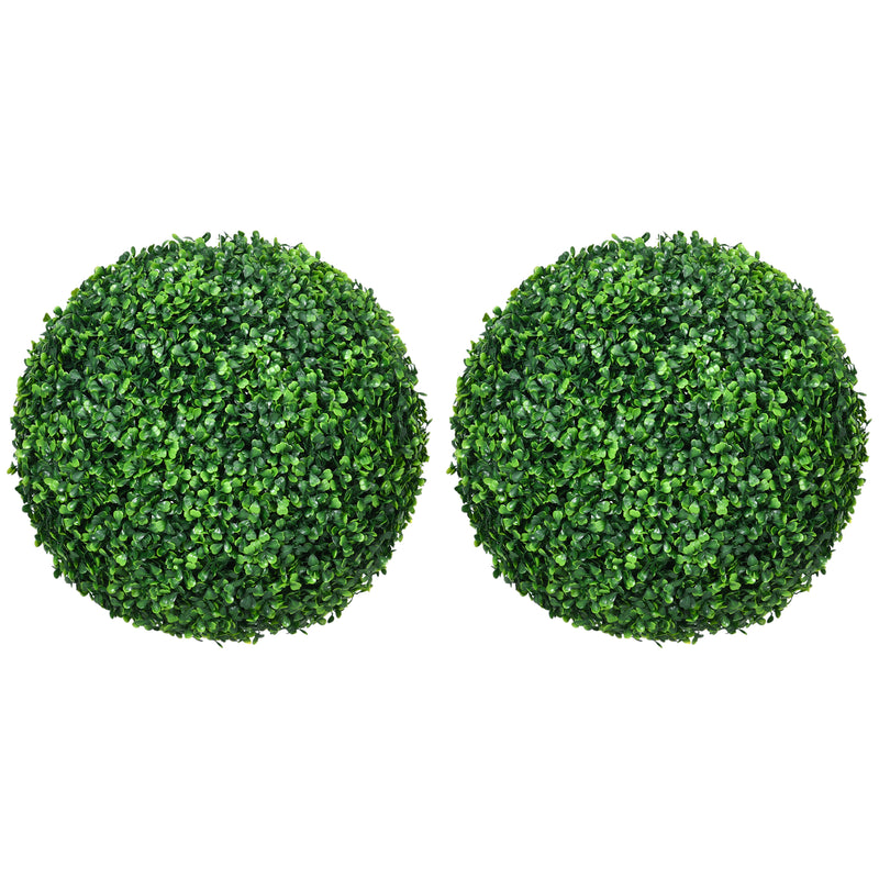 HOMCOM Set of 2 Artificial Topiary Balls Indoor Outdoor Faux Boxwood Balls