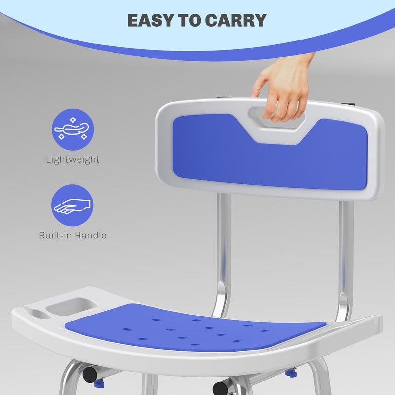 HOMCOM Shower Stool for Elderly Disabled Adjustable Shower Stool