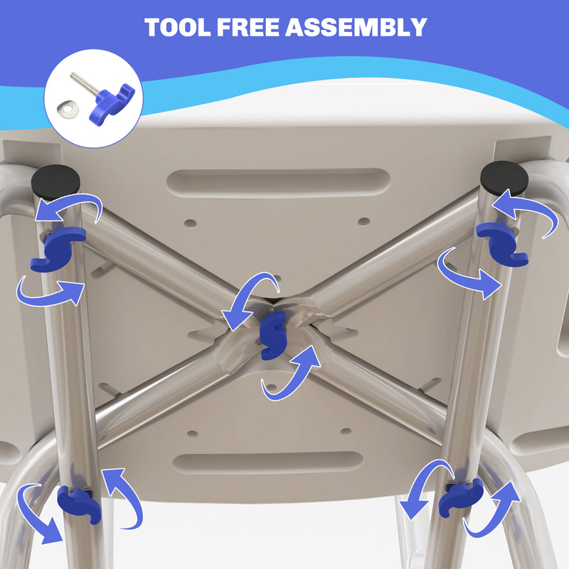 HOMCOM Shower Stool for Elderly Disabled Adjustable Shower Stool