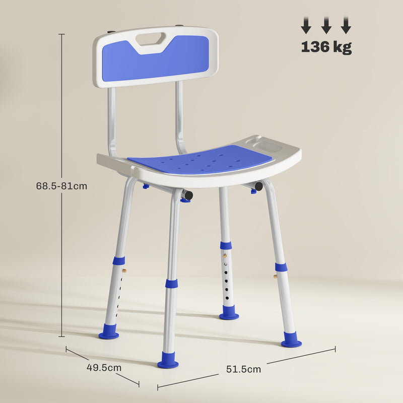 HOMCOM Shower Stool for Elderly Disabled Adjustable Shower Stool