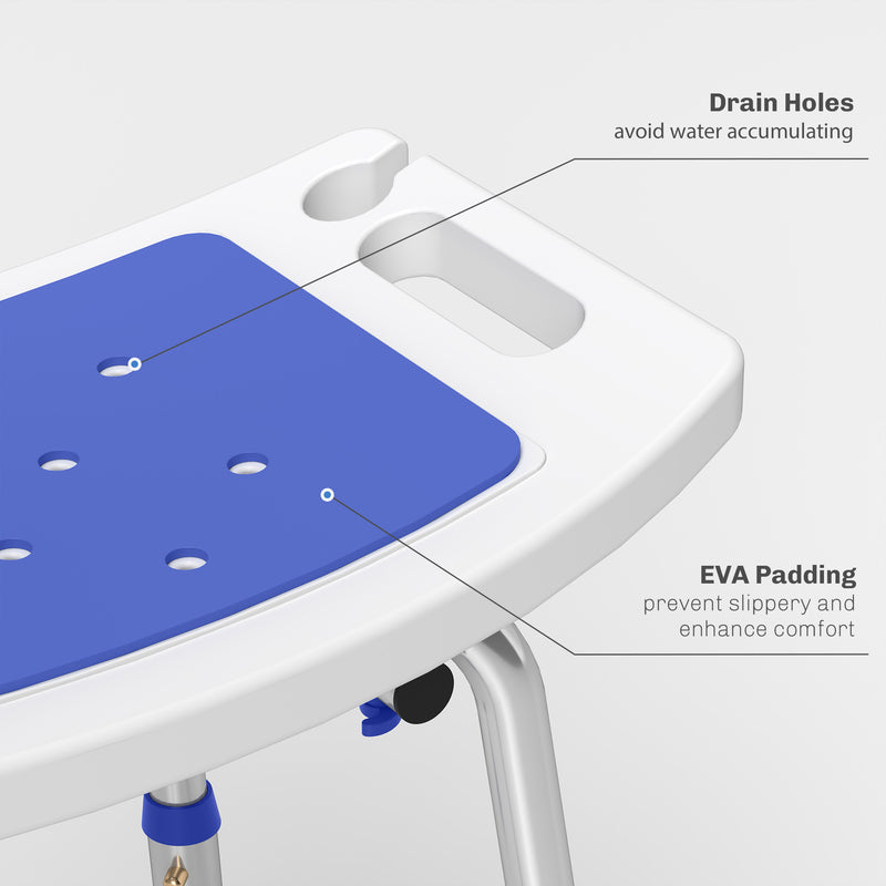 HOMCOM Shower Stool for Elderly Disabled Adjustable Shower Stool