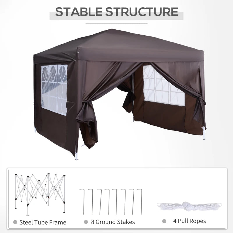 Outsunny  Gazebo 3mx3m - Coffee coloured shelter