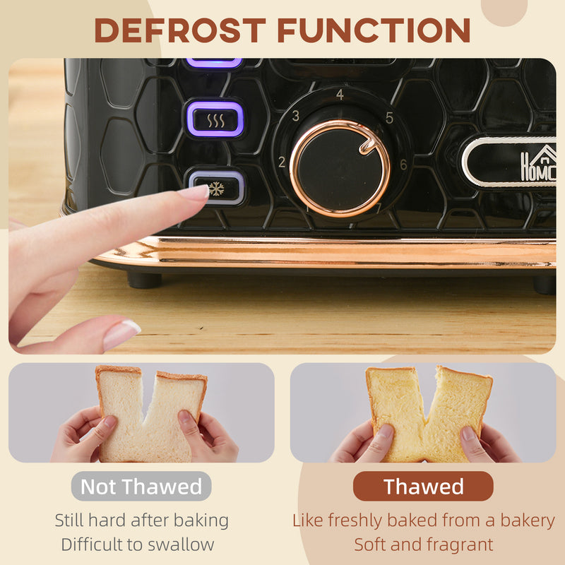 HOMCOM Toaster with 4 Slot, 7 Browning Levels, 1600W, Honeycomb