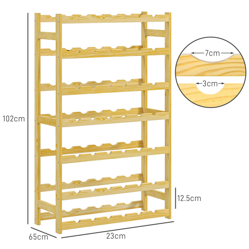 HOMCOM Free Standing Wooden Wine Rack 42 Bottles Holders, Natural