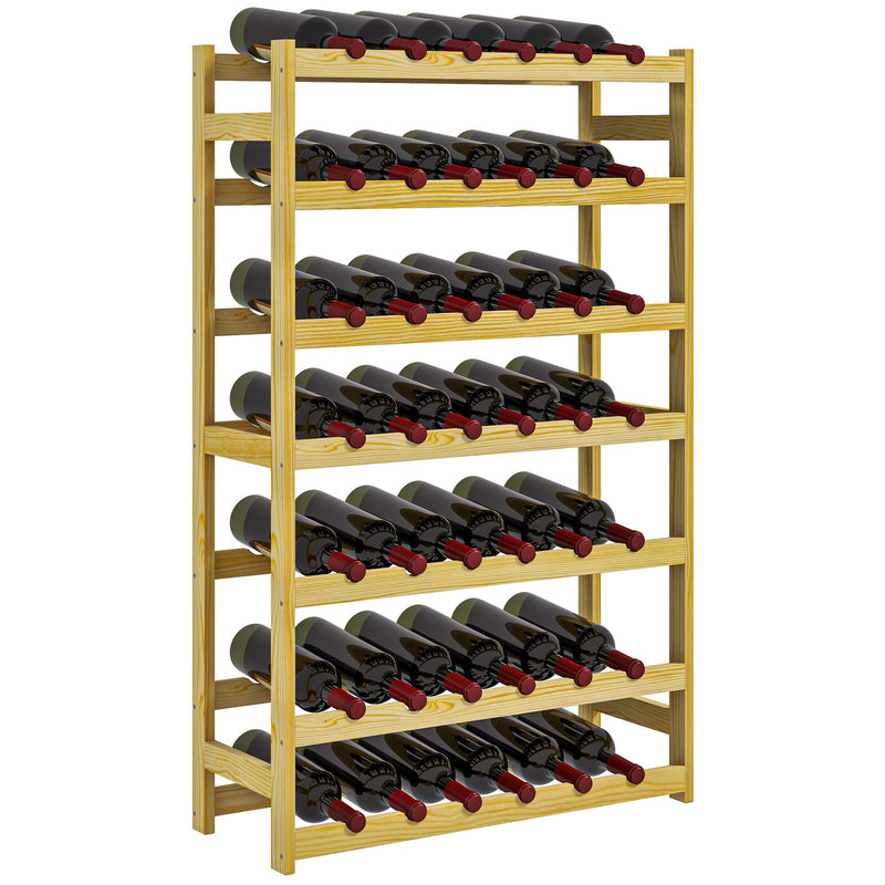 HOMCOM Free Standing Wooden Wine Rack 42 Bottles Holders, Natural