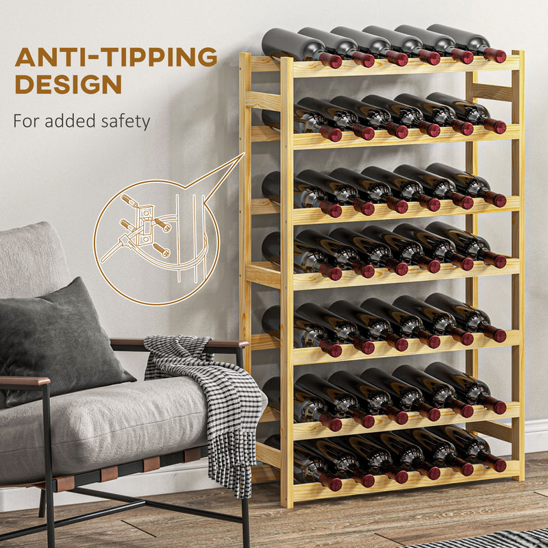 HOMCOM Free Standing Wooden Wine Rack 42 Bottles Holders, Natural