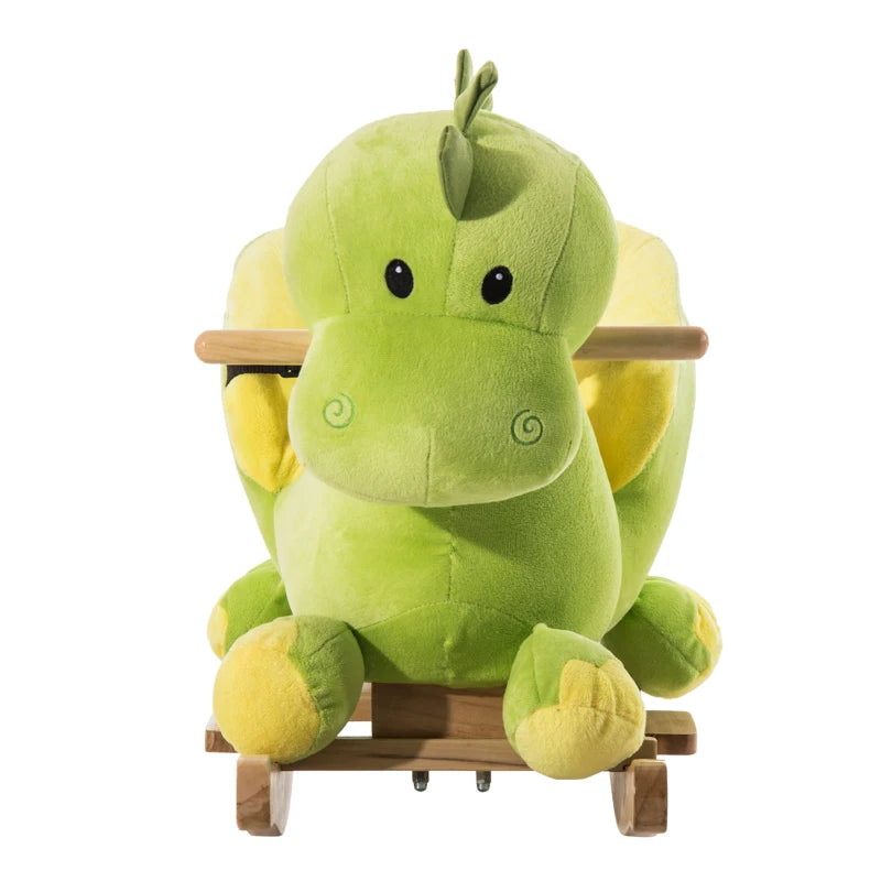 HOMCOM Kids Rocking (Dinosaur) Horse - Plush Ride-On Dinosaur Seat - with Seat Safety Belt