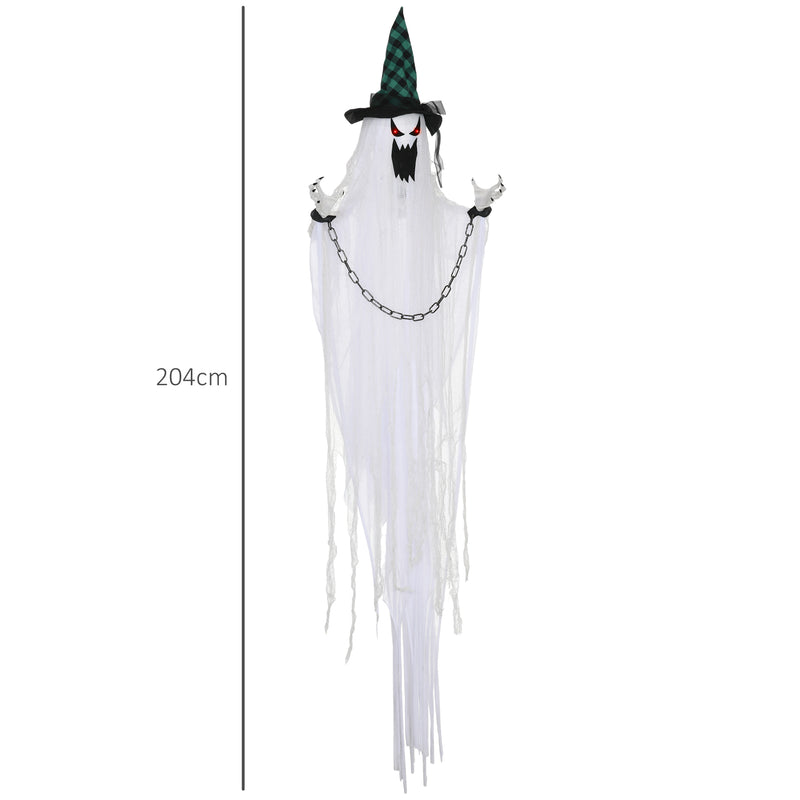 HOMCOM Hanging Halloween Ghost Animatronic Prop for Indoor Outdoor