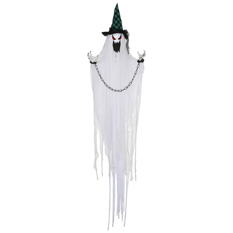 HOMCOM Hanging Halloween Ghost Animatronic Prop for Indoor Outdoor